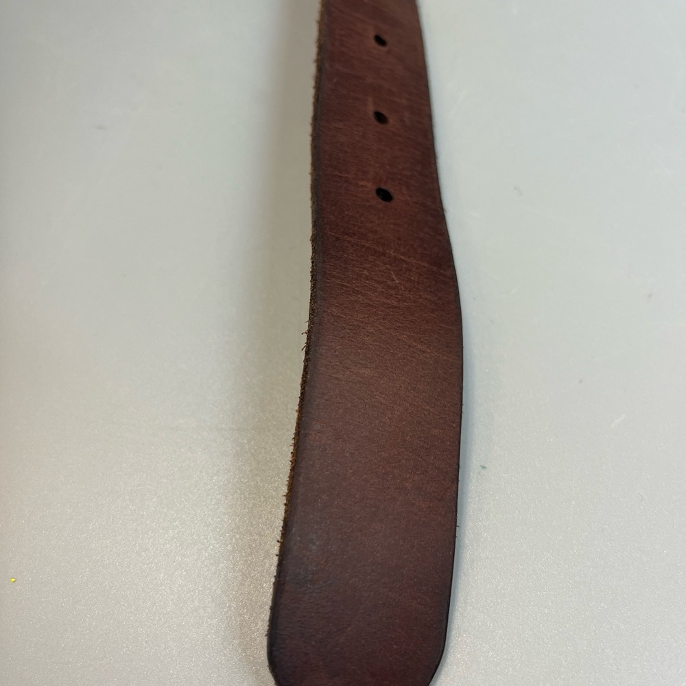 Frye Dark Brown Leather Belt D Ring Brass Buckle Rodeo Belt Size Small 28-34 - Picture 5 of 12